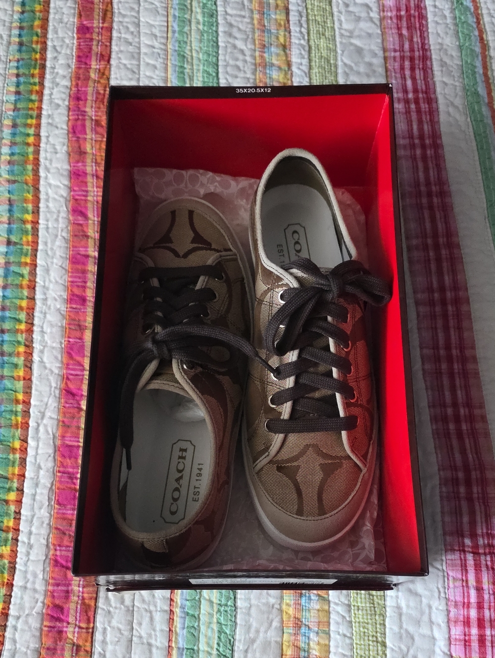 Coach Men's Brown and Tan Logo Burke Lace-Up Sneakers